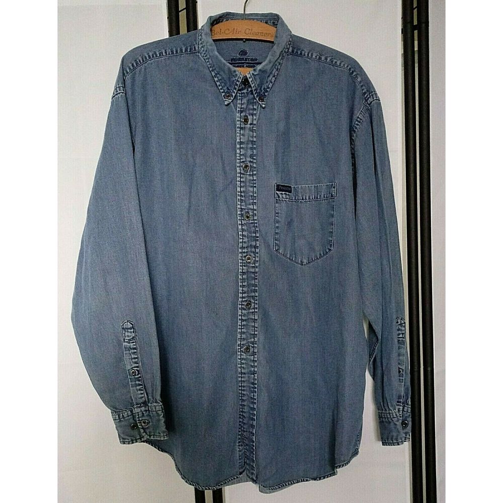 Pendleton Denim Shirt Large Blue Cotton LS